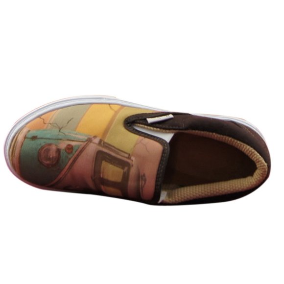 WOMEN'S PRINTED CANVAS SNEAKERS "80'S VW MICROBUS" - Picture 3 of 5